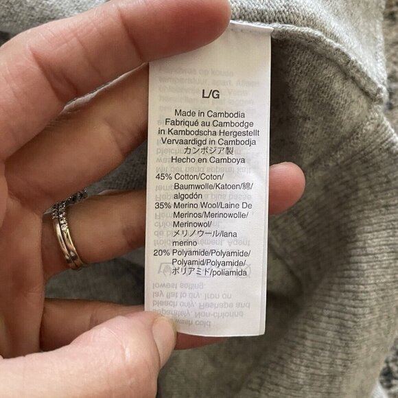 J Crew Womens Cotton Wool Blend Pullover Sweater Sz L Gray Side Slit Round Hem - Picture 5 of 10